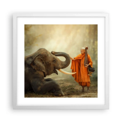 Affisch i vit ram - Ett möte under resan - 40x40 cm