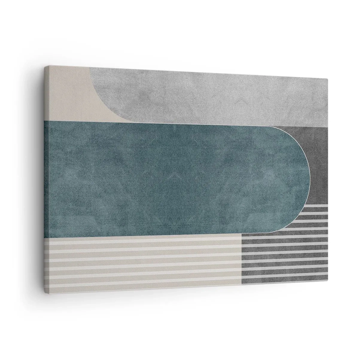 Canvastavla - Bild på duk - Geometrisk abstraktion i nyanser av grått och grönt - 70x50cm - Horisontell komposition - Modern väggdekoration för vardagsrum och sovrum ARTTOR