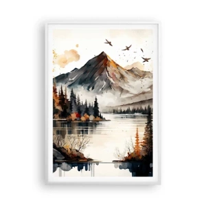 Affisch i vit ram - Gyllene höst i fjällen - 70x100 cm