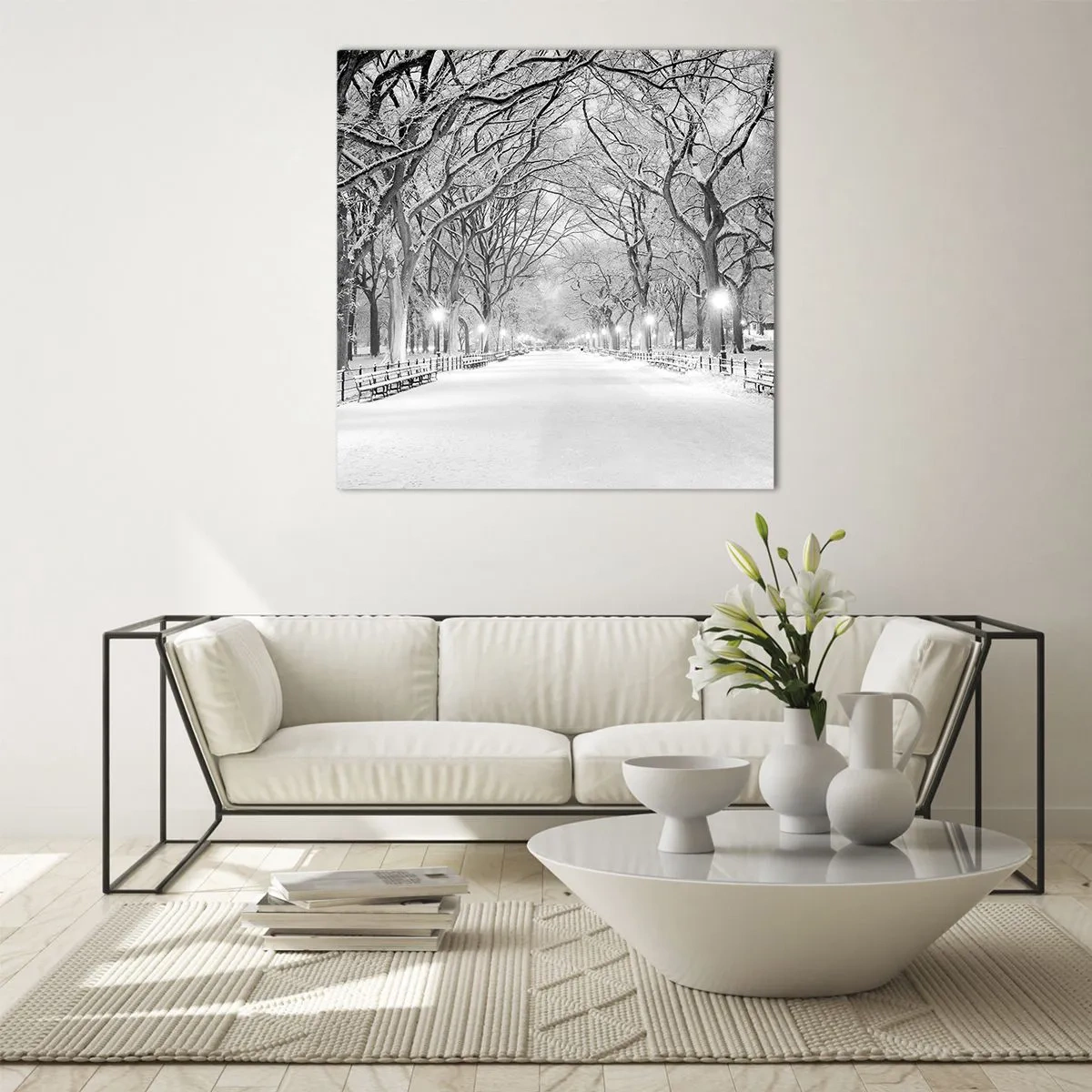 Glastavla - Bild på glas - De fyra årstiderna - vinter - 30x30 cm