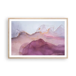 Affisch i ram av ljusek - Lila och violett vågor - 91x61 cm