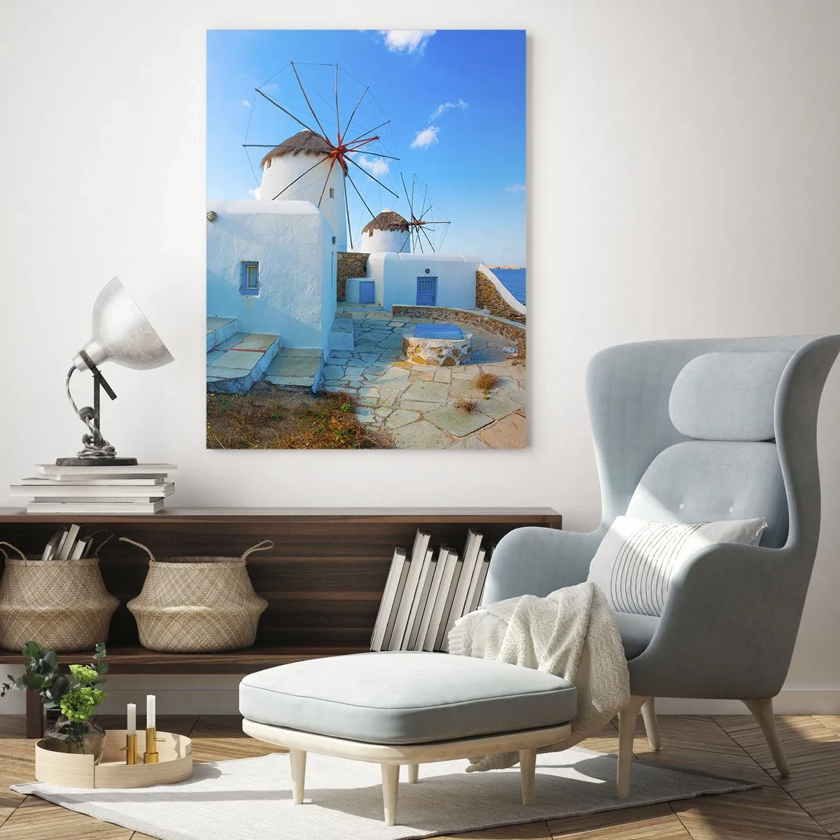 Glastavla - Bild på glas - Blåa vinden från havet - 50x70 cm