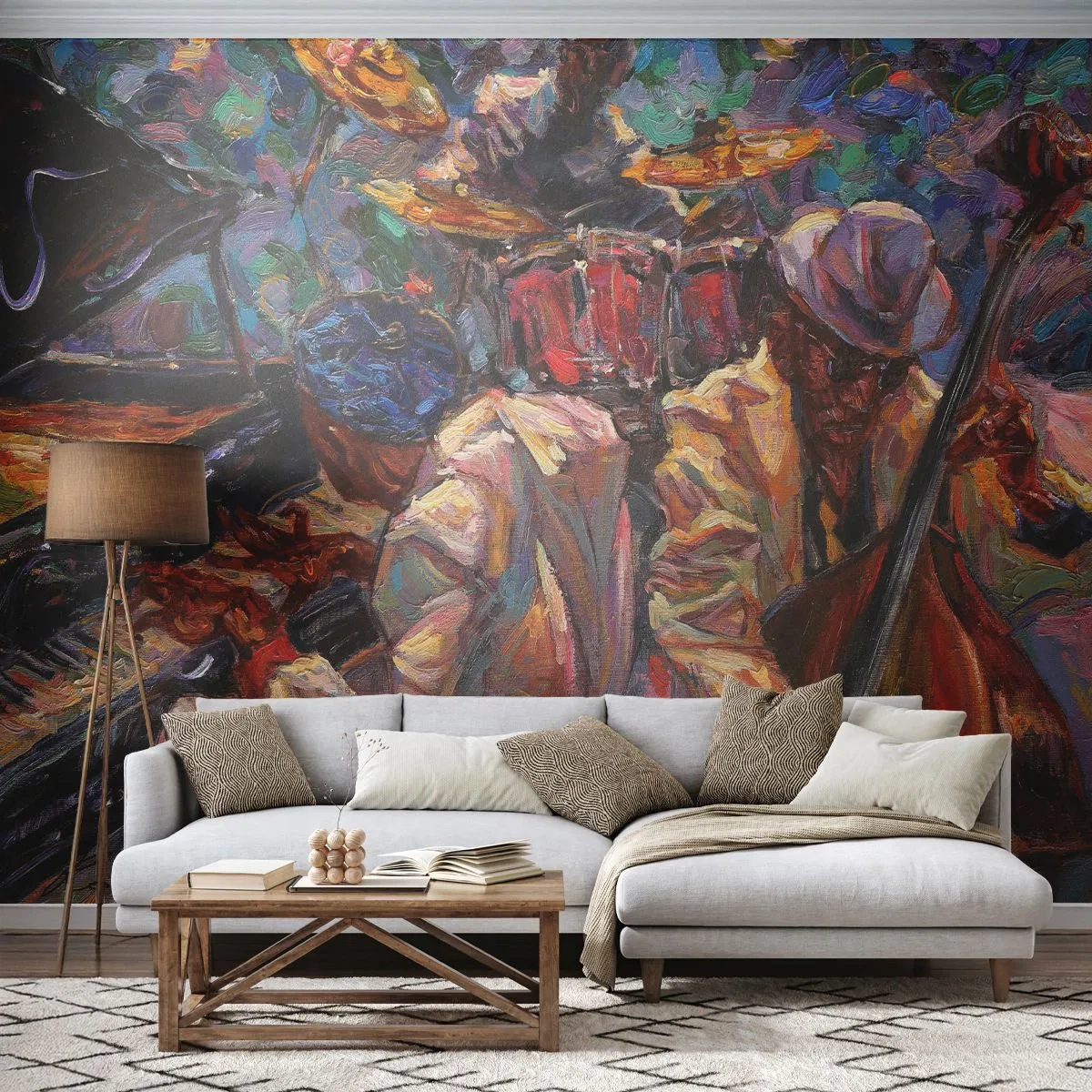 Fototapet Premium Canvas - I en rytm - musik, Jazz, Kontrabas - 150x105 cm