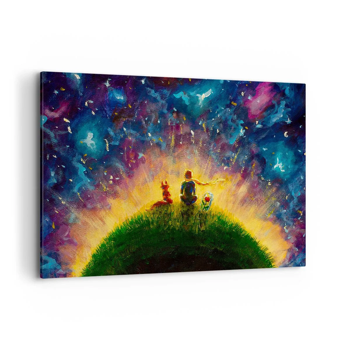 Canvastavla - Bild på duk - Kärlek och vänskap - hela världen - 100x70 cm