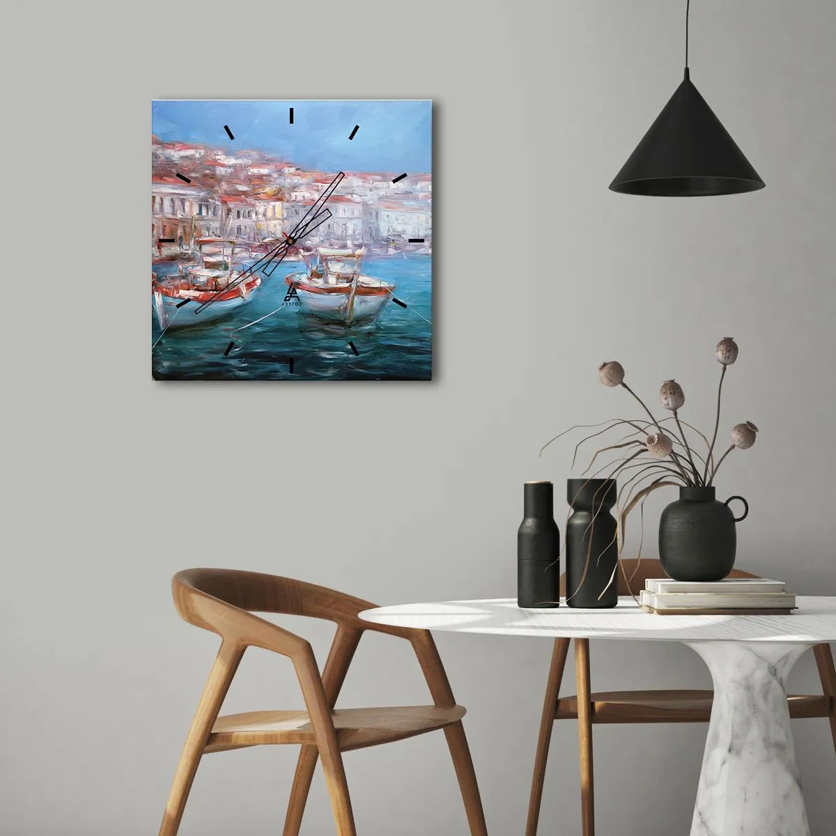 Väggklocka - Klocka på glas - Italiensk vik - 30x30 cm