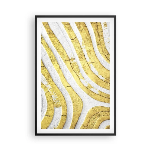 Affisch i svart ram - Komposition i vitt och guld - 61x91 cm
