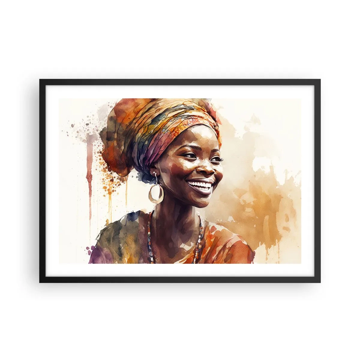 Affisch i svart ram - Afrikansk drottning - 70x50 cm