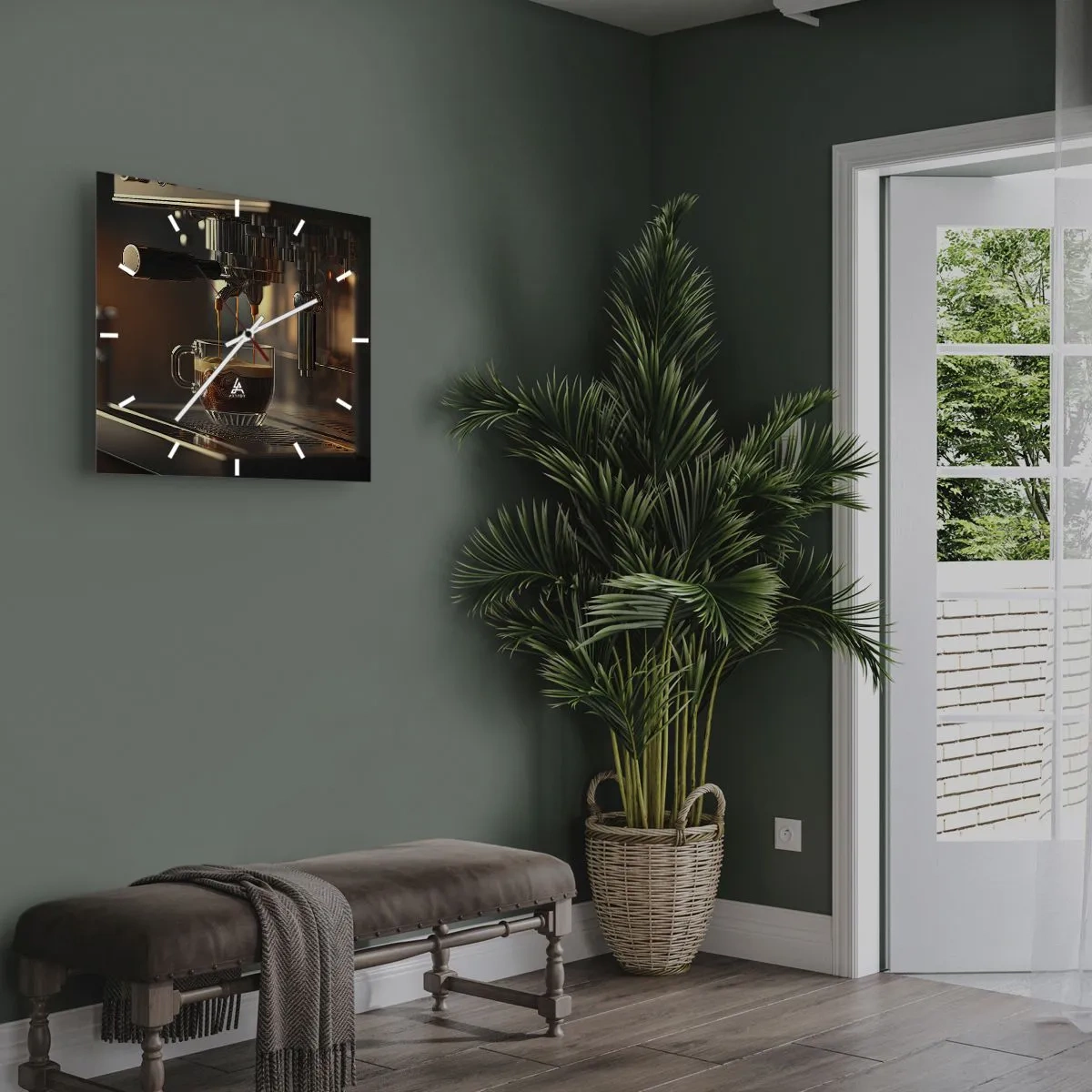 Väggklocka - Klocka på glas - En sensuell blandning - 40x40 cm