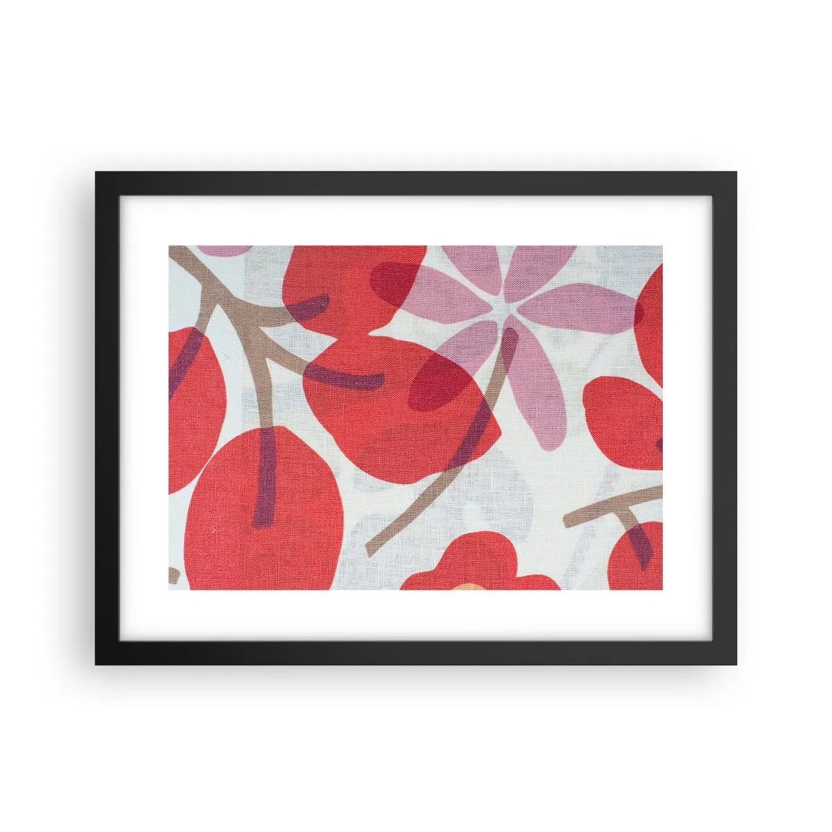 Affisch i svart ram - Blomsterkomposition i rosa - 40x30 cm