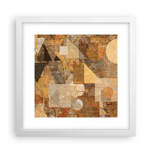 Affisch i vit ram - Kubistisk studie i brun - 30x30 cm