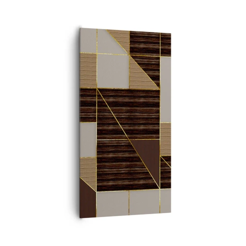 Canvastavla - Bild på duk - Mosaik av brun och guld - 65x120 cm