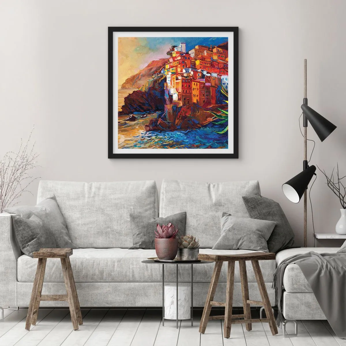 Affisch i svart ram - Italiensk stämning - 60x60 cm