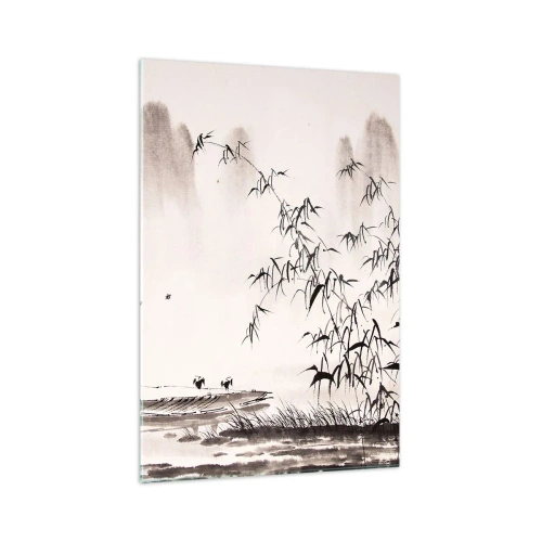 Glastavla - Bild på glas - Risfältens tystnad - 70x100 cm