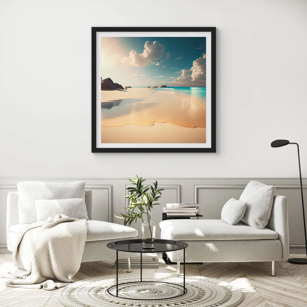 Affisch i svart ram - En drömlik dag - 50x50 cm