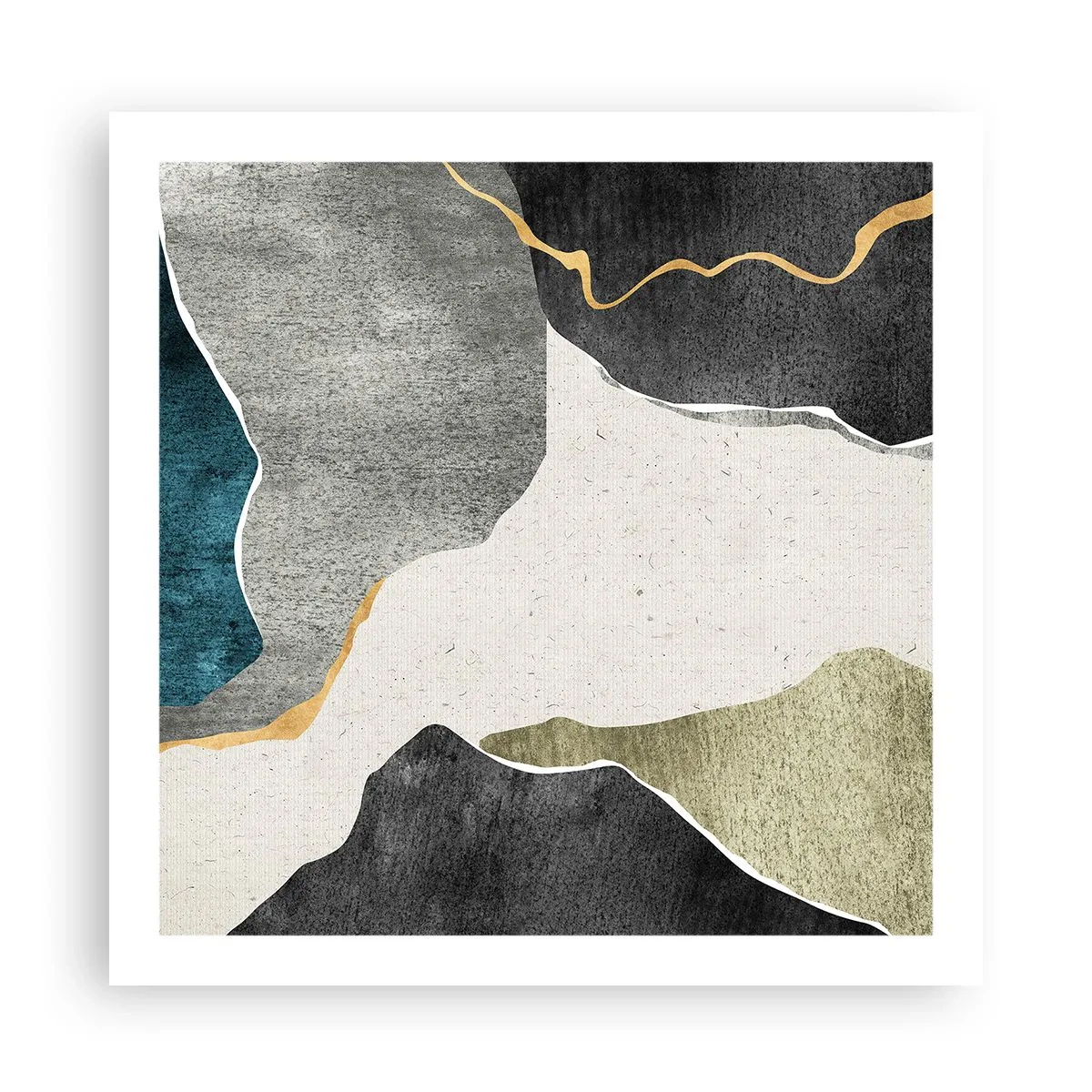 Affisch - Mosaikkomposition med en guldtråd - 60x60 cm