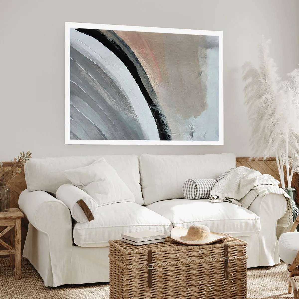 Affisch - Komposition: en båge av svart och grått - 91x61 cm