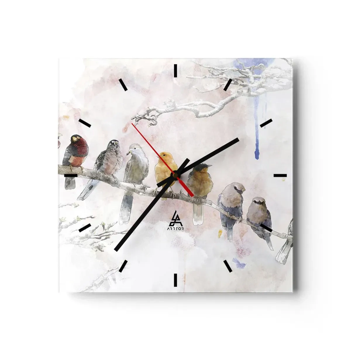 Väggklocka - Klocka på glas - Bevingat möte - 30x30 cm