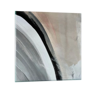 Glastavla - Bild på glas - Komposition: en båge av svart och grått - 50x50 cm