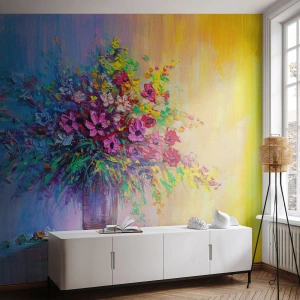 Självhäftande Fototapet Deluxe Sticker - Sommarängens gåva - Blommor i en vas, Bit, Blombukett - 100x70 cm