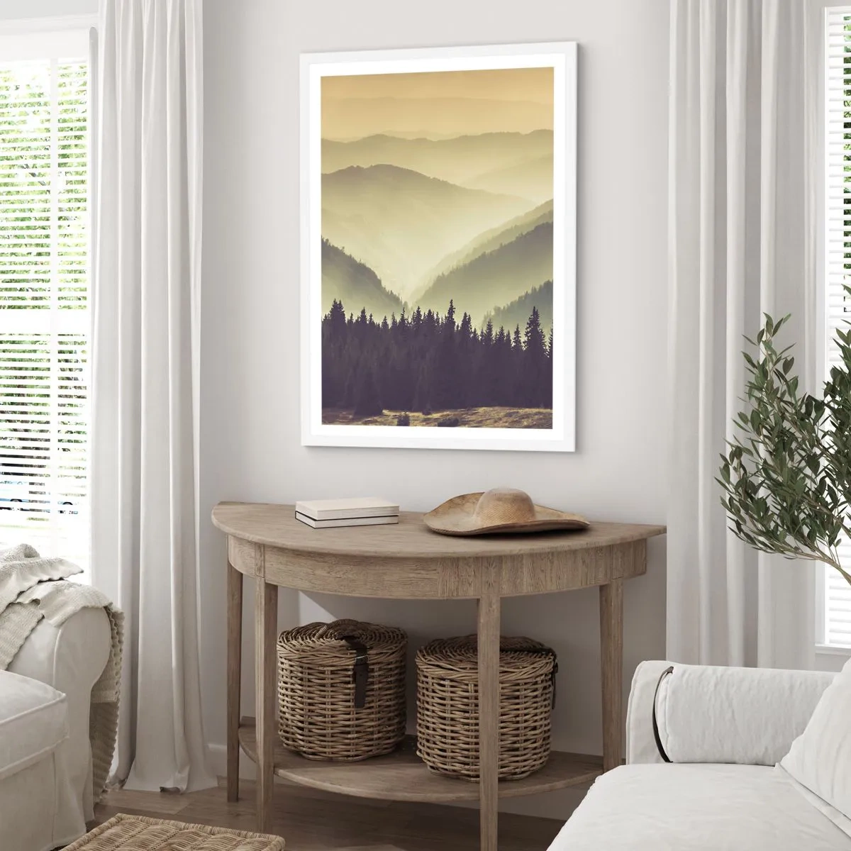 Affisch i vit ram - Bortom bergen... - 70x100 cm