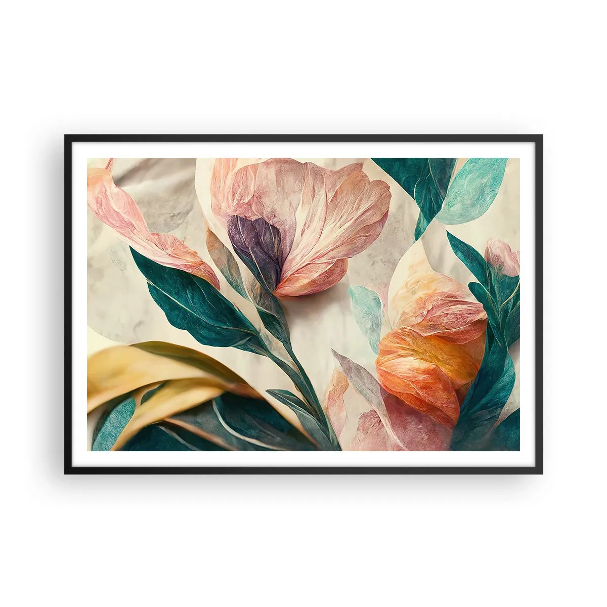 Affisch i svart ram - Blommor av de södra öarna - 100x70 cm