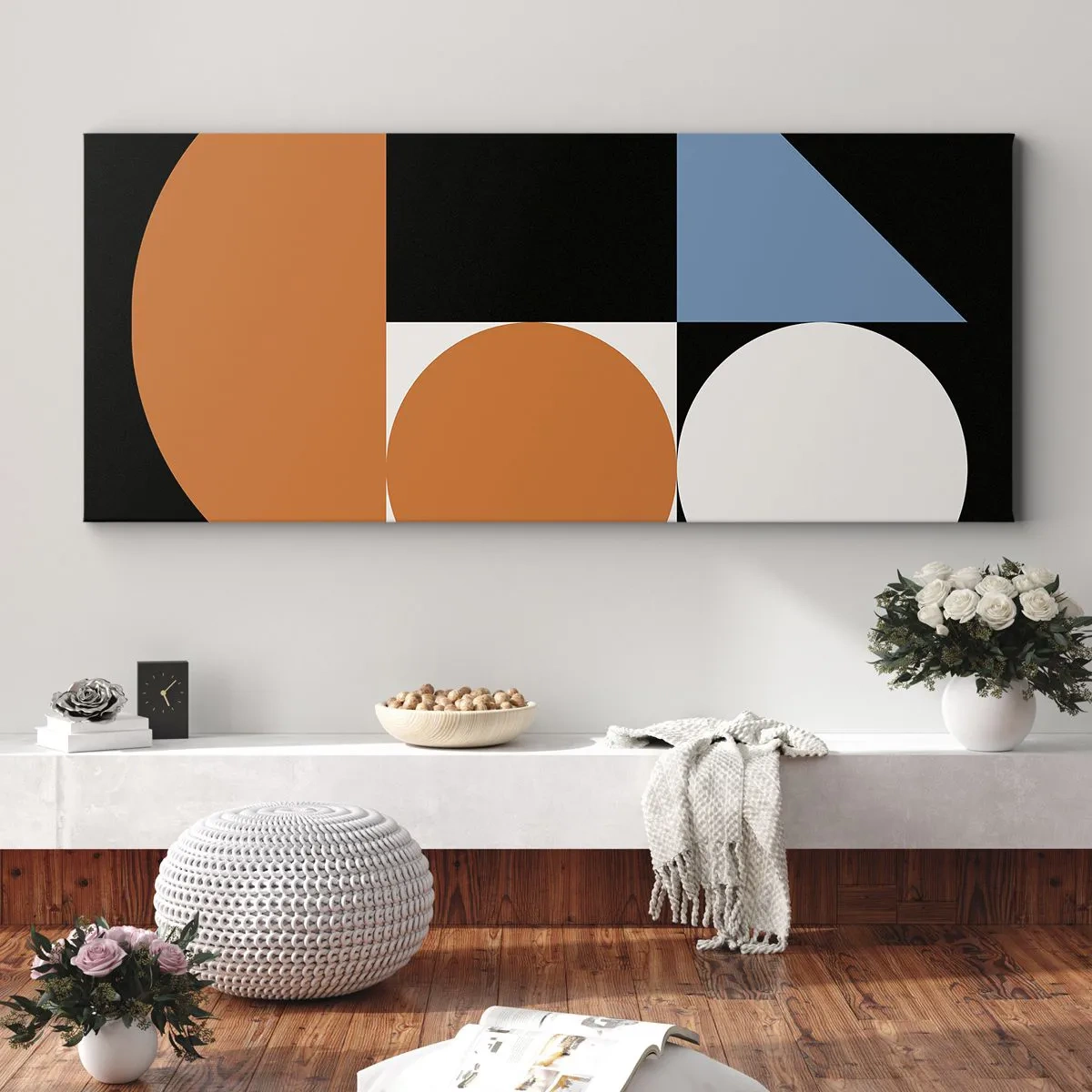 Canvastavla - Bild på duk - Geometriska figurer - 100x40 cm