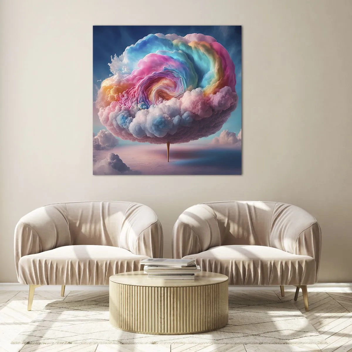 Glastavla - Bild på glas - En dröm om en nöjespark - 40x40 cm