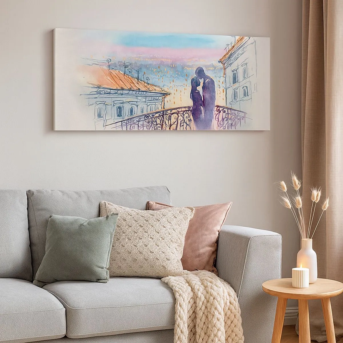 Canvastavla - Bild på duk - Älskare i Paris - 100x40 cm