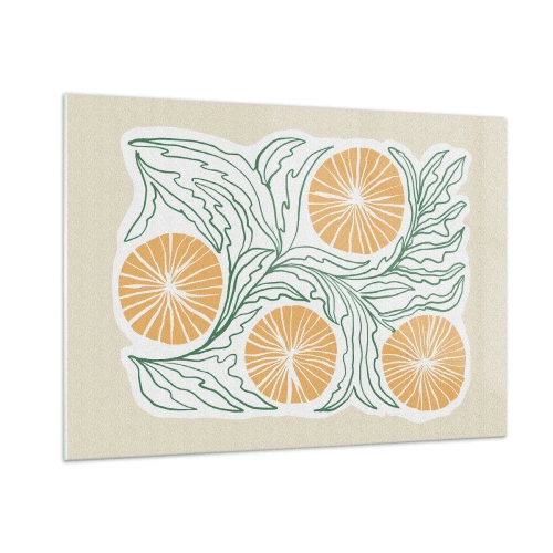 Glastavla - Bild på glas - Etniskt med en touch av abstraktion - 100x70 cm