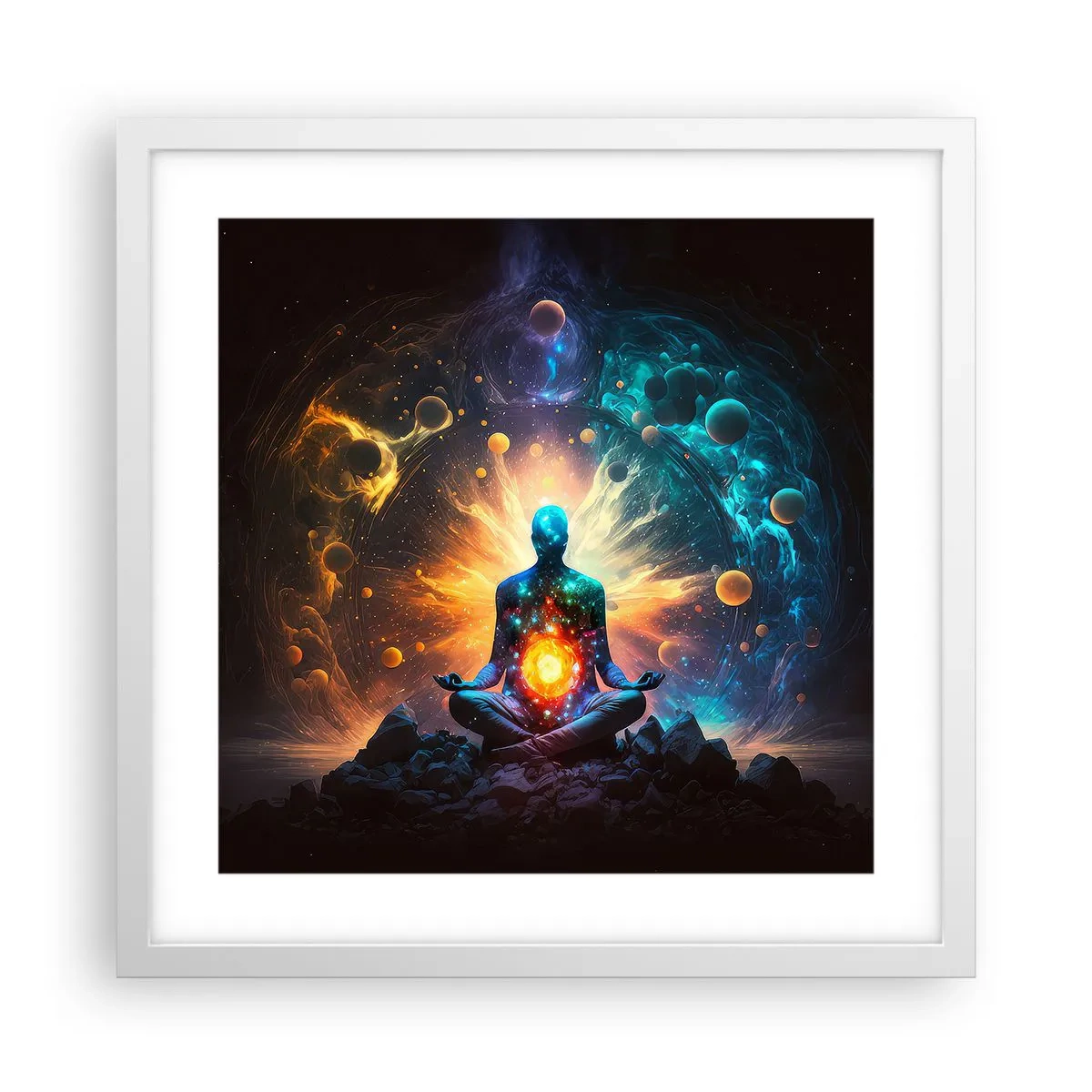 Affisch i vit ram - Kosmisk stillhet - 40x40 cm