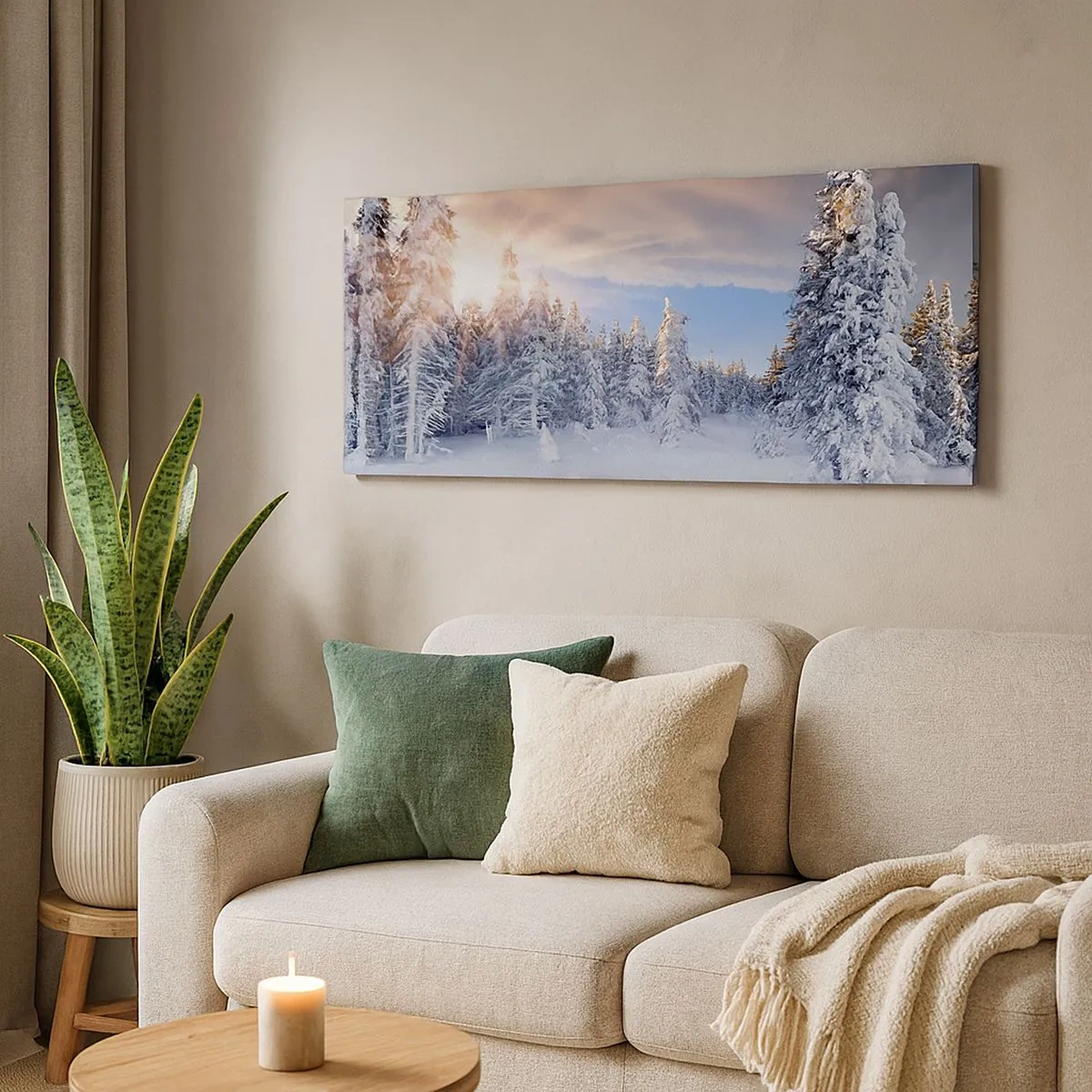 Canvastavla - Bild på duk - Naturens snöiga spel - 100x40 cm