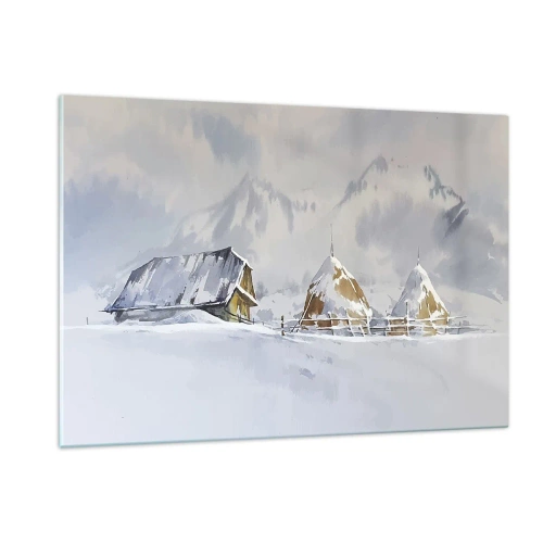 Glastavla - Bild på glas - I snödalen - 120x80 cm