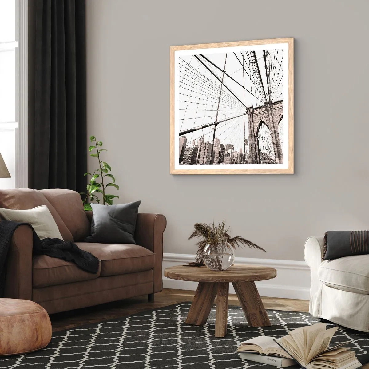 Affisch i ram av ljusek - Domkyrkan i New York - 30x30 cm