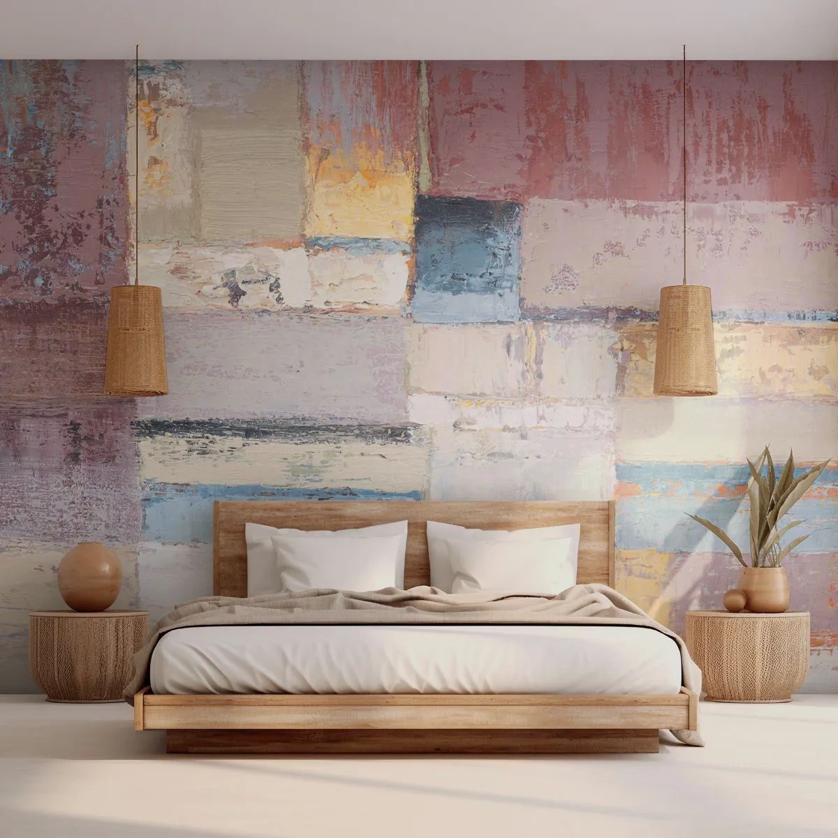 Fototapet Standard Eco - Geometrins lugn - Abstraktion, Pastell, Minimalistisk - 250x175 cm