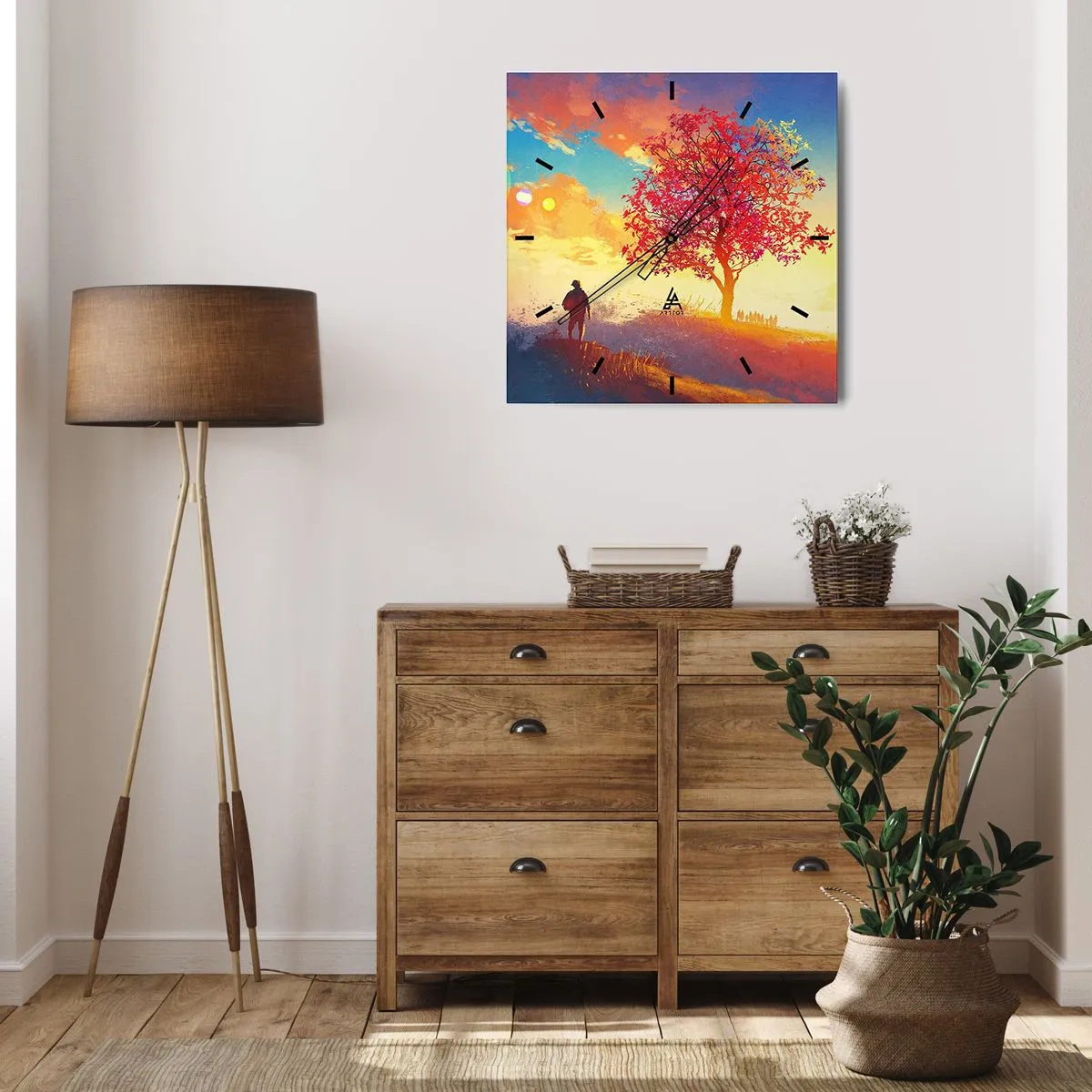 Väggklocka - Klocka på glas - Pilgrim i målet - 30x30 cm