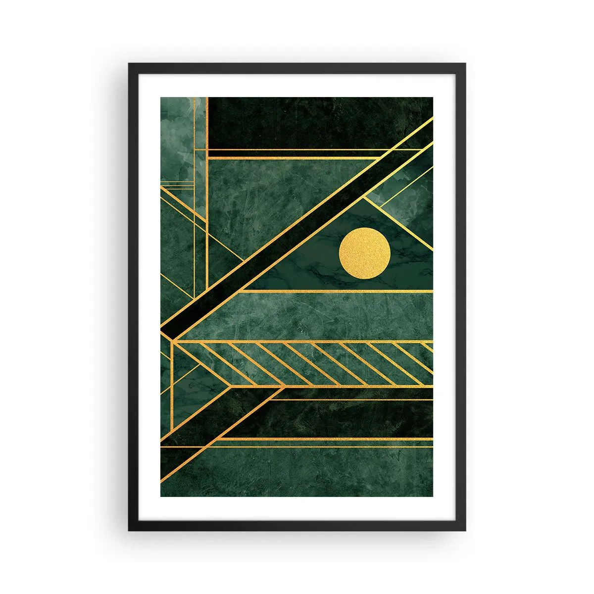 Affisch i svart ram - Dynamik av guld och azurblå - 50x70 cm