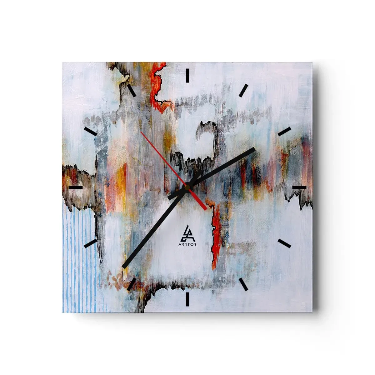 Väggklocka - Klocka på glas - Med pinne på vatten - 30x30 cm