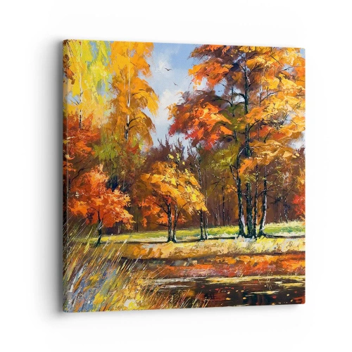 Canvastavla - Bild på duk - Landskap i guld och brons - 40x40 cm