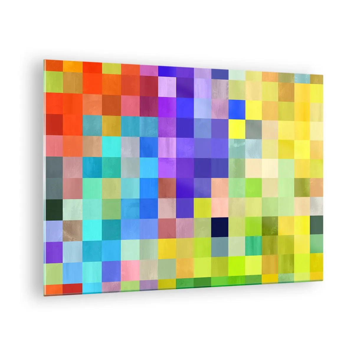 Glastavla - Bild på glas - Färgglada geometriska block i ljusa och livfulla nyanser - 70x50cm - Alla olika, alla jämna - Modern väggdekoration för vardagsrum och sovrum ARTTOR
