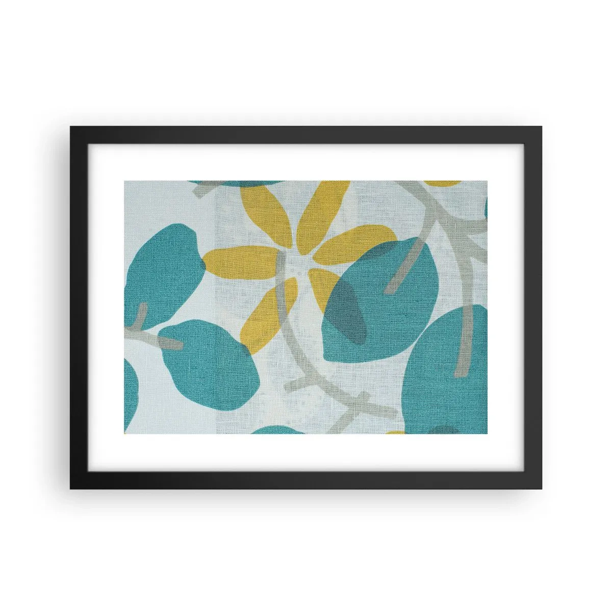 Affisch i svart ram - Bland azurblå blad - 40x30 cm