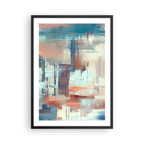 Affisch i svart ram - En abstrakt komposition av penseldrag i varma färger. - 50x70cm - Att nå ljuset - Modern väggdekoration för vardagsrum och sovrum ARTTOR