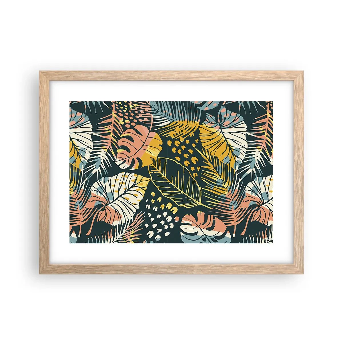 Affisch i ram av ljusek - Lövfantasi - 40x30 cm