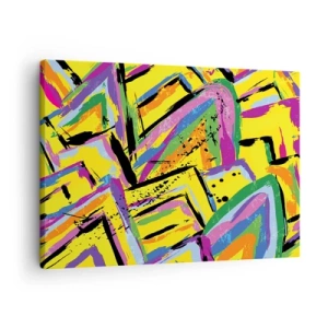 Canvastavla - Bild på duk - Livfull abstraktion i ljusa färger och dynamiska former - 70x50cm - Skriker av glädje - Modern väggdekoration för vardagsrum och sovrum ARTTOR