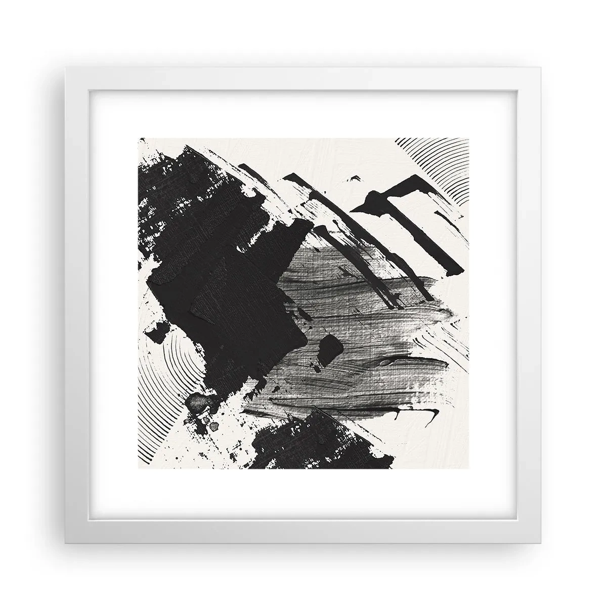 Affisch i vit ram - Abstraktion - uttrycket av svart - 30x30 cm