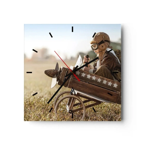 Väggklocka - Klocka på glas - Stort mot drömmarna - 40x40 cm