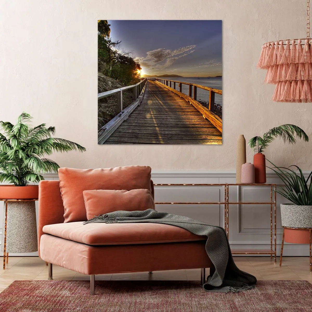 Canvastavla - Bild på duk - Gå, fortsätt gå mot solen - 60x60 cm