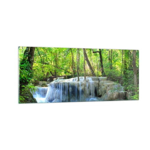 Glastavla - Bild på glas - Sjunka i turkos och grön - 100x40 cm