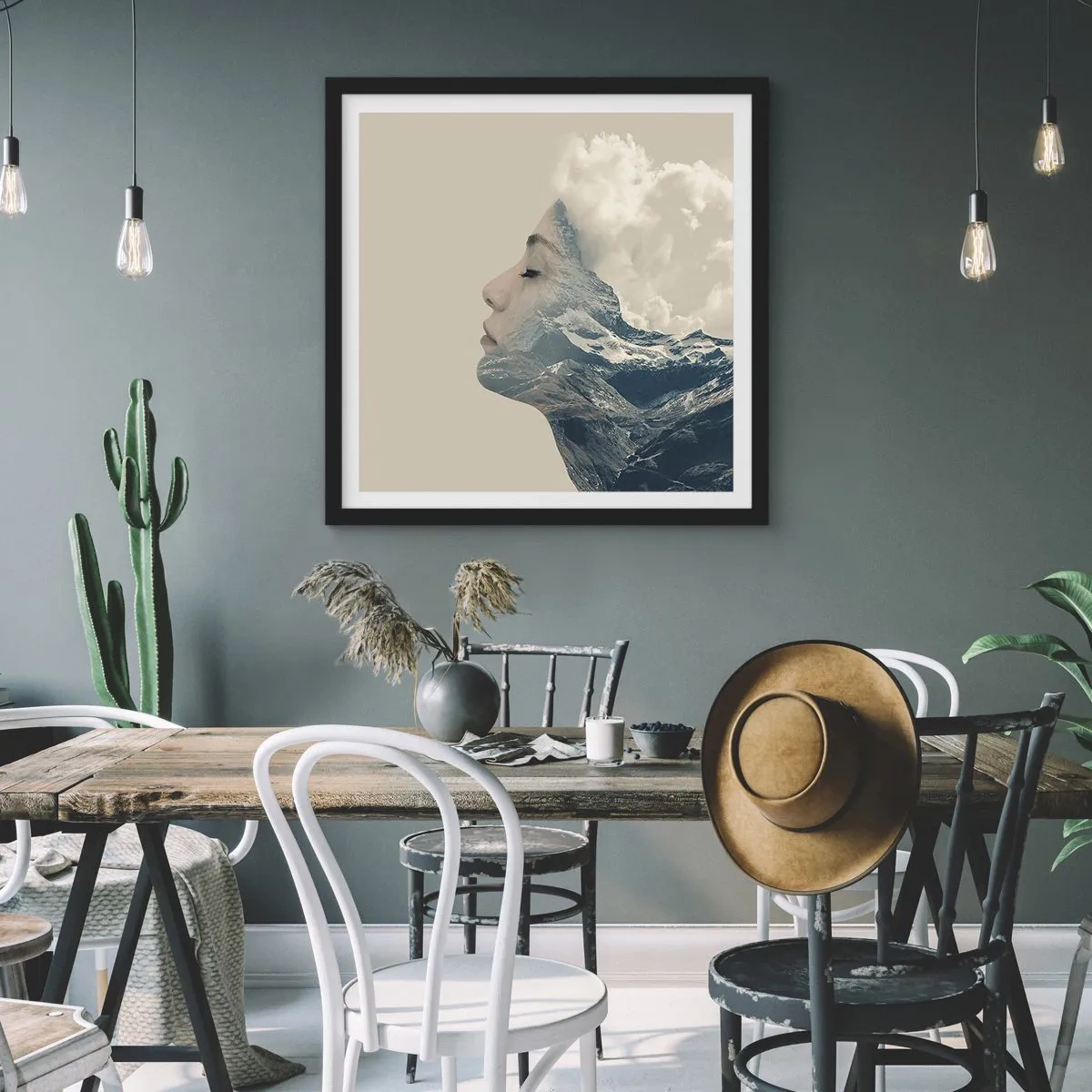 Affisch i svart ram - Elementens skönhet - 60x60 cm