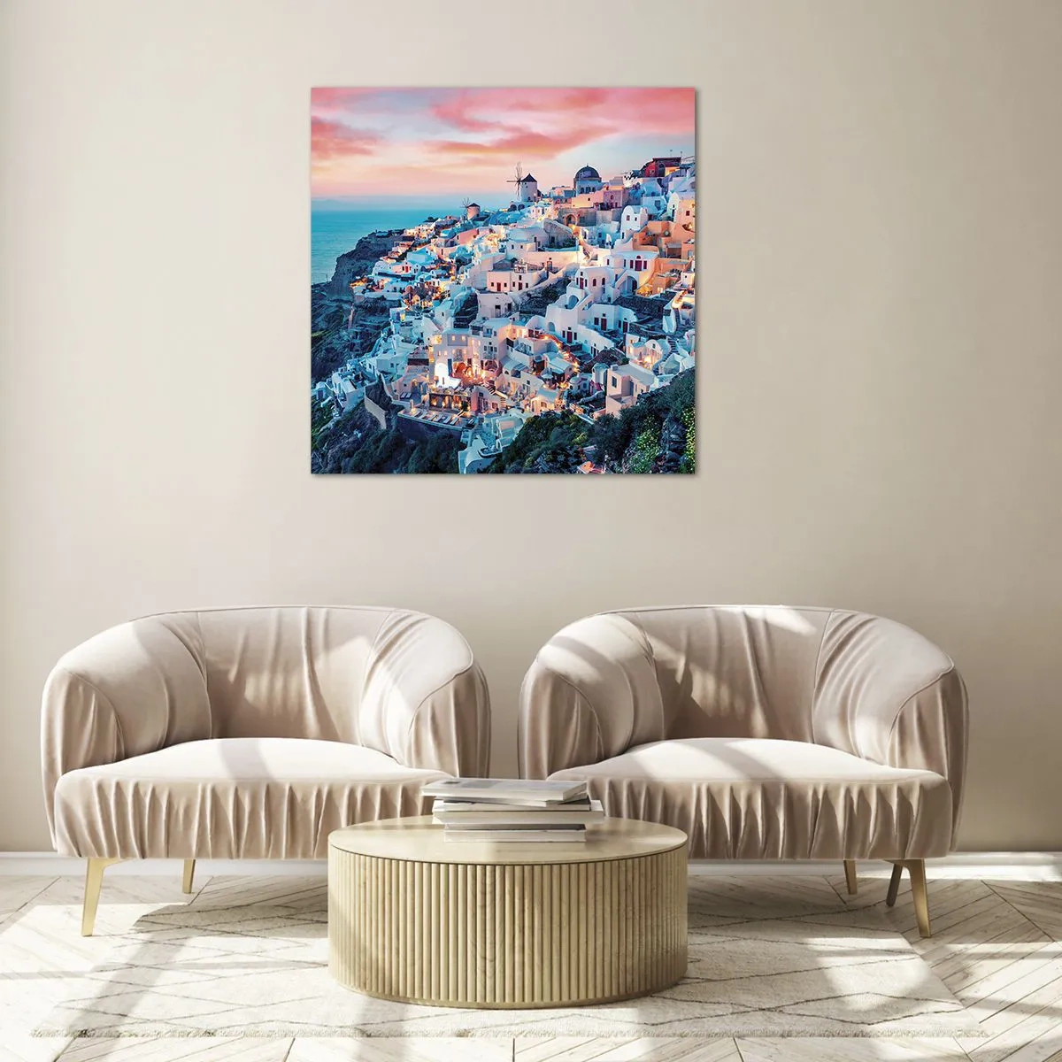 Glastavla - Bild på glas - Din stora grekiska semester - 70x70 cm