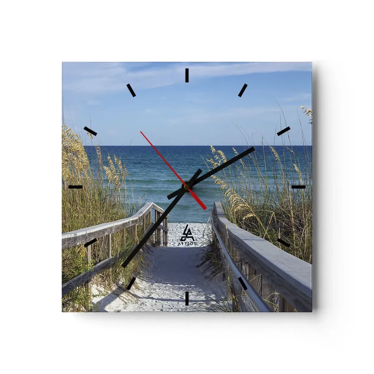 Väggklocka - Klocka på glas - I solen, i vinden - 40x40 cm